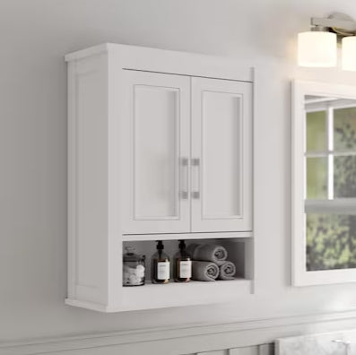 (New) Allen + Roth Crest Hill White Soft Close Bathroom Wall Cabinet