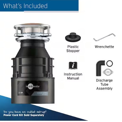 Badger 5, 1/2 HP Continuous Feed Kitchen Garbage Disposal