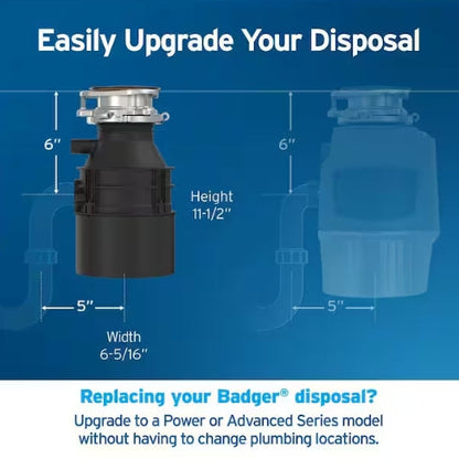 Badger 5, 1/2 HP Continuous Feed Kitchen Garbage Disposal