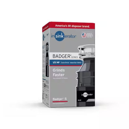 Badger 5, 1/2 HP Continuous Feed Kitchen Garbage Disposal