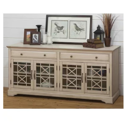 Benzara Antique Cream Contemporary/Modern Composite Media Cabinet