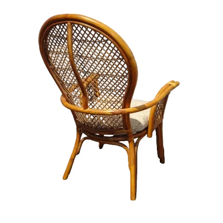 Vintage Mid-Century Boho Chic Rattan Armchair