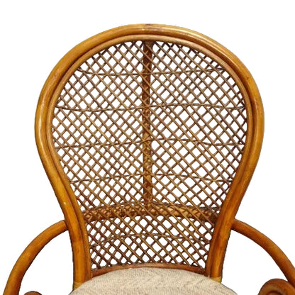 Vintage Mid-Century Boho Chic Rattan Armchair