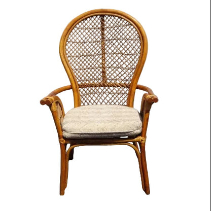 Vintage Mid-Century Boho Chic Rattan Armchair