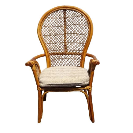 Vintage Mid-Century Boho Chic Rattan Armchair