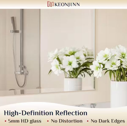 Rectangular Beveled Frameless Wall Mount Bathroom Vanity Mirror Decorative Wall Accent Mirror