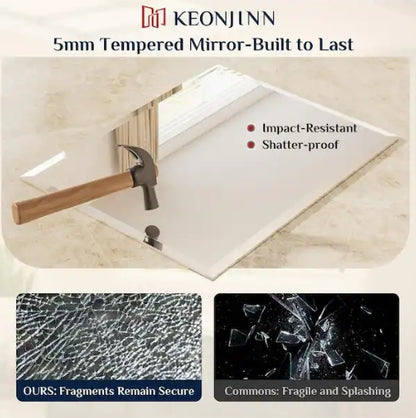 Rectangular Beveled Frameless Wall Mount Bathroom Vanity Mirror Decorative Wall Accent Mirror