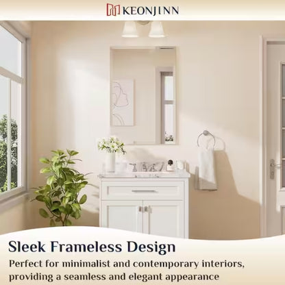 Rectangular Beveled Frameless Wall Mount Bathroom Vanity Mirror Decorative Wall Accent Mirror