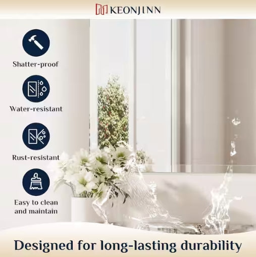 Rectangular Beveled Frameless Wall Mount Bathroom Vanity Mirror Decorative Wall Accent Mirror