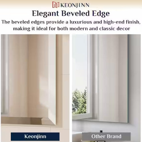 Rectangular Beveled Frameless Wall Mount Bathroom Vanity Mirror Decorative Wall Accent Mirror