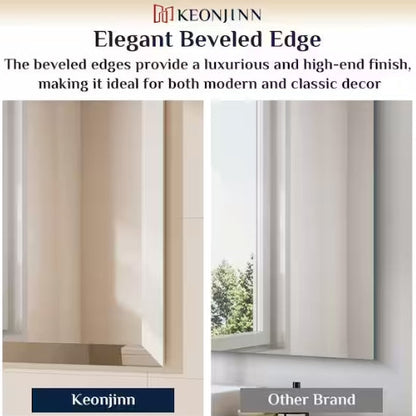 Rectangular Beveled Frameless Wall Mount Bathroom Vanity Mirror Decorative Wall Accent Mirror