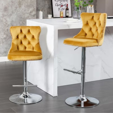 Leverick Swivel Velvet Barstools