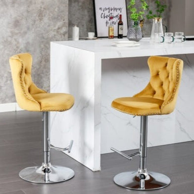 Leverick Swivel Velvet Barstools