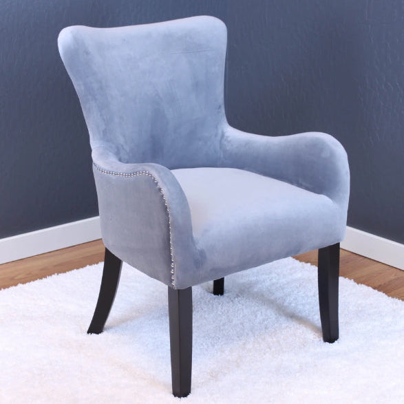 Silver Orchid Flohr Velvet Arm Chair