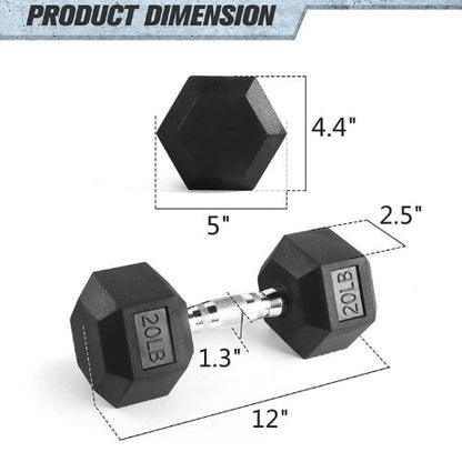 RitFit Rubber Hex Dumbbell Set 20 lbs.
