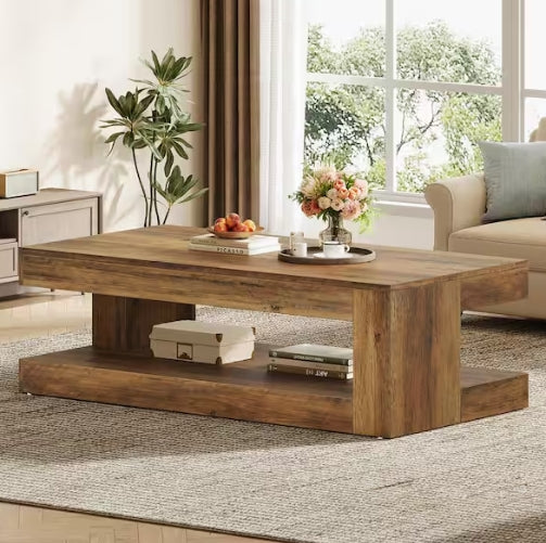 Brown Rectangle Wood Coffee Table