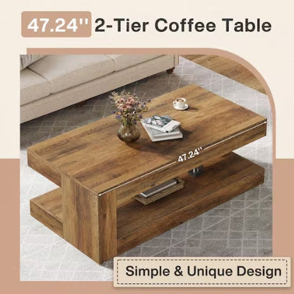 Brown Rectangle Wood Coffee Table