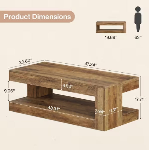 Brown Rectangle Wood Coffee Table