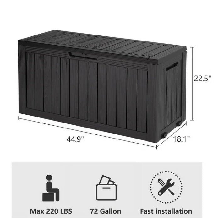 Bifanuo 75 Gallon Deck Box Lockable Resin Outdoor Storage Box