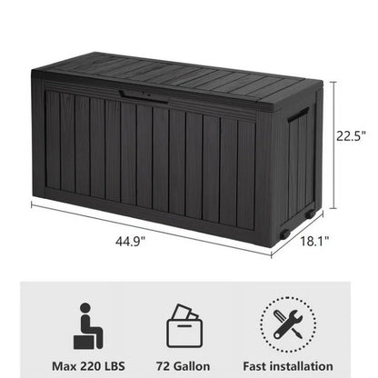 Bifanuo 75 Gallon Deck Box Lockable Resin Outdoor Storage Box