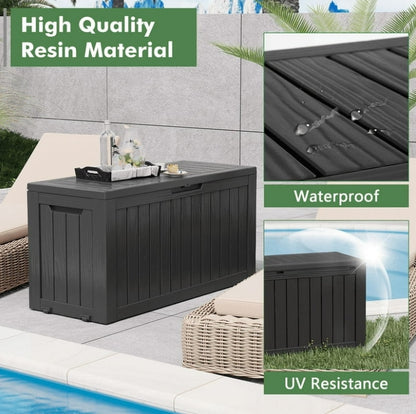 Bifanuo 75 Gallon Deck Box Lockable Resin Outdoor Storage Box