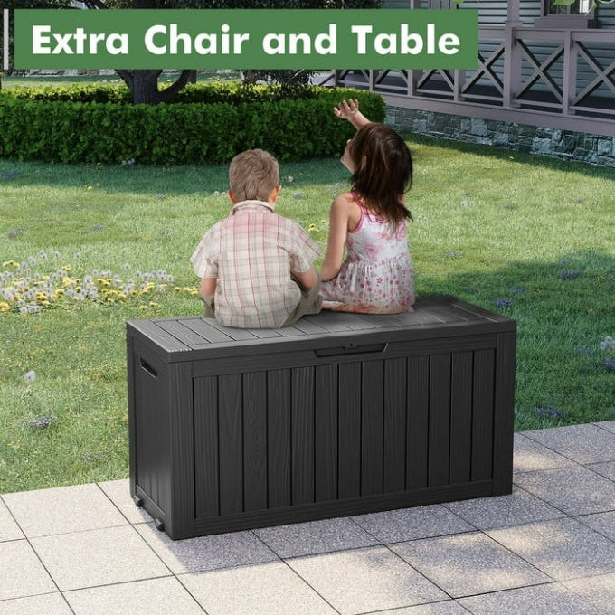 Bifanuo 75 Gallon Deck Box Lockable Resin Outdoor Storage Box