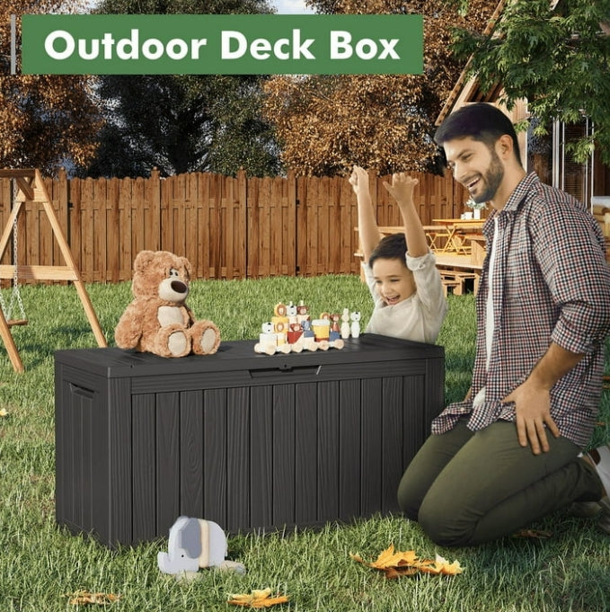 Bifanuo 75 Gallon Deck Box Lockable Resin Outdoor Storage Box