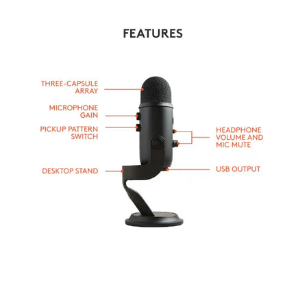 Blue Yeti Professional Multi-Pattern USB Condenser Microphone