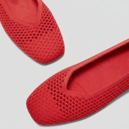 VIVAIA Square-Toe V-Cut Mesh Flats