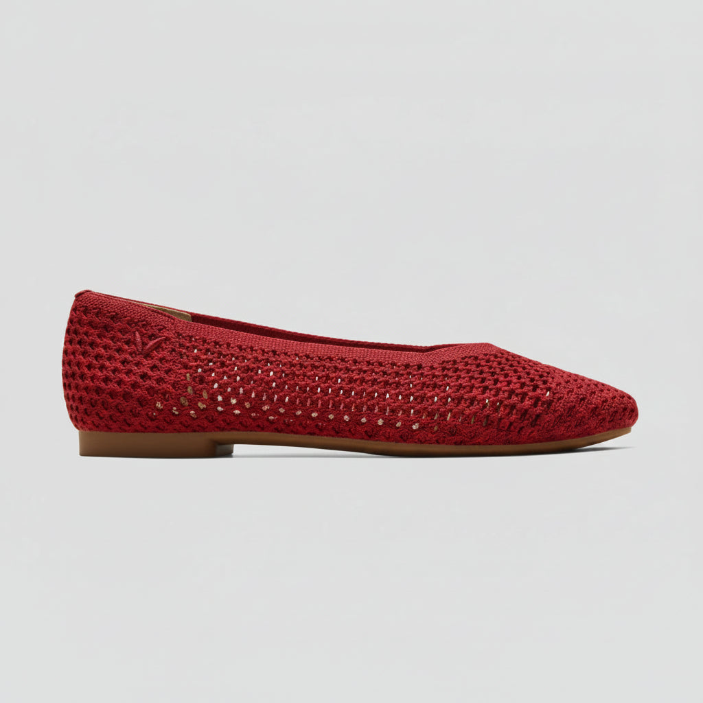 VIVAIA Square-Toe V-Cut Mesh Flats