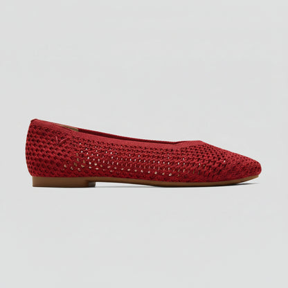 VIVAIA Square-Toe V-Cut Mesh Flats