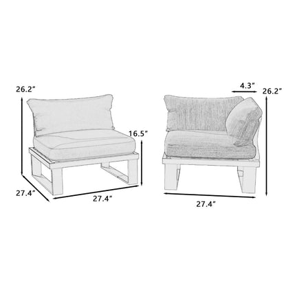 Anusri 3-Person Modular Aluminum Patio Sectional
