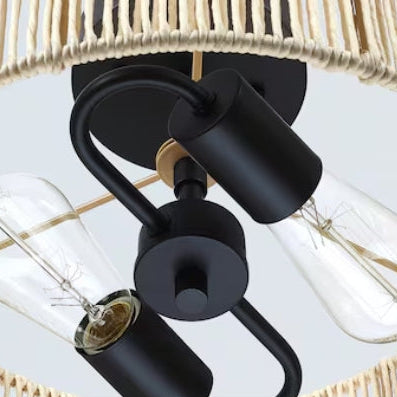 True Fine Riata 14-in Beige Shade Indoor 2 -Light Semi-flush Mount Light