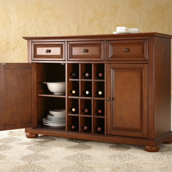 Crosley Furniture Alexandra Buffet Server and Sideboard Cabinet with Wine Storage