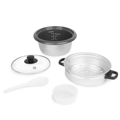 Aroma 6 Cup Rice Cooker with Outer Steam Tray Black