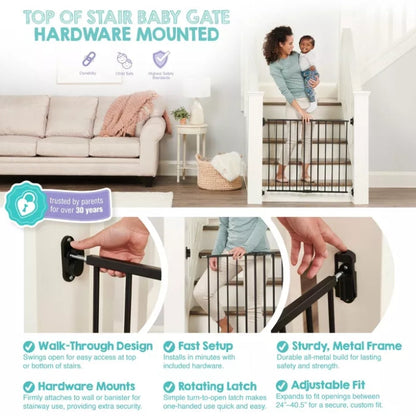 (New) Regalo Top of Stair Baby Gate - 40.5" - Black