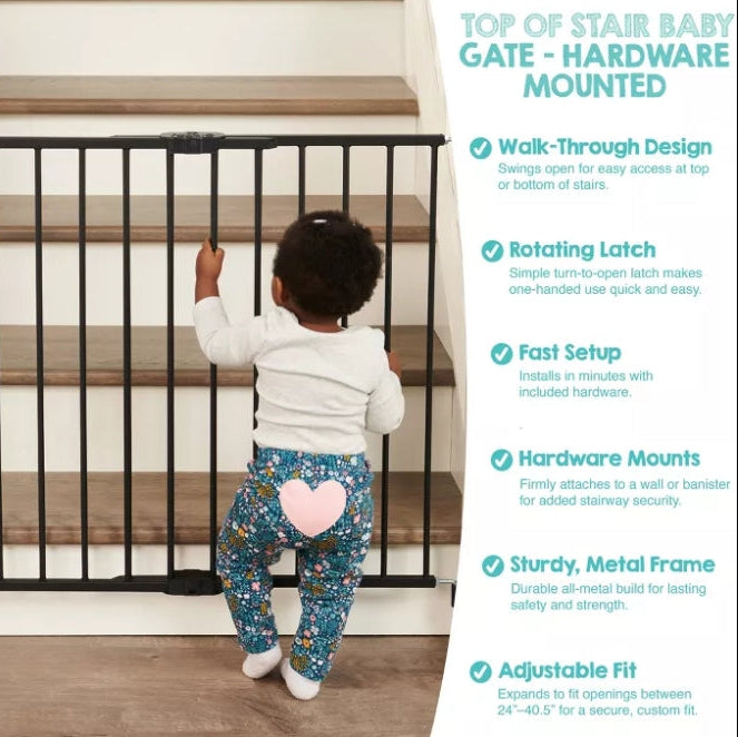 (New) Regalo Top of Stair Baby Gate - 40.5" - Black