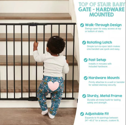 (New) Regalo Top of Stair Baby Gate - 40.5" - Black