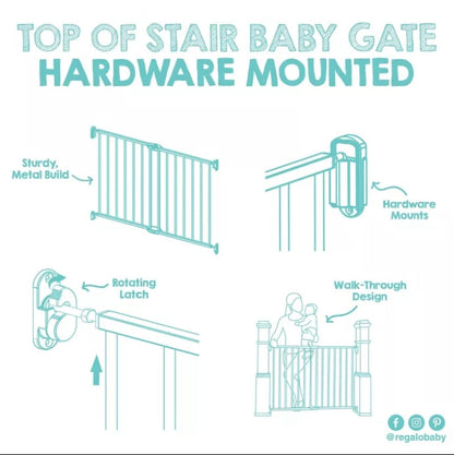 (New) Regalo Top of Stair Baby Gate - 40.5" - Black