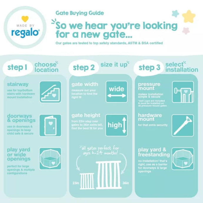 (New) Regalo Top of Stair Baby Gate - 40.5" - Black