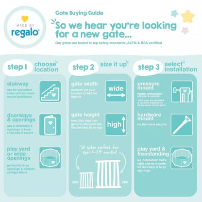 (New) Regalo Top of Stair Baby Gate - 40.5" - Black