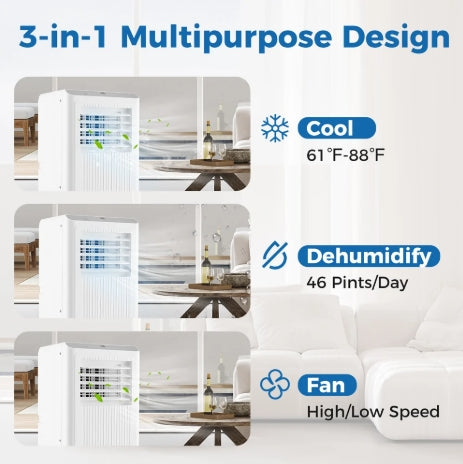 Costway 8000/10000 BTU 3-in-1 Portable Air Conditioner Fan Dehumidifier