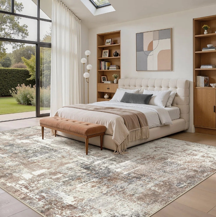 (New) Modern Abstract Area Rug Non-Slip Washable Rugs