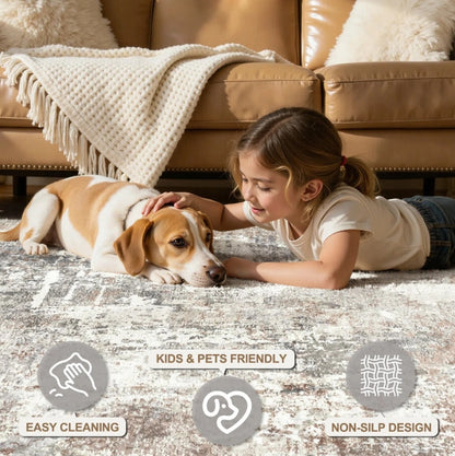 (New) Modern Abstract Area Rug Non-Slip Washable Rugs