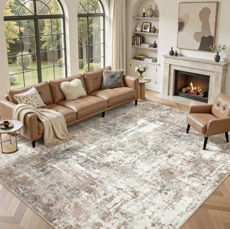 (New) Modern Abstract Area Rug Non-Slip Washable Rugs