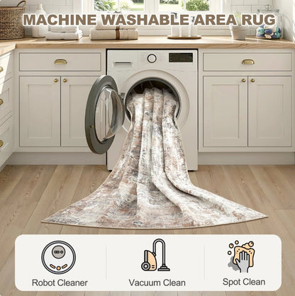 (New) Modern Abstract Area Rug Non-Slip Washable Rugs
