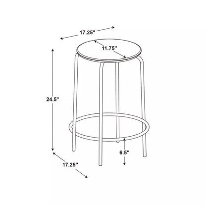 Set of 2 24" Wood and Metal Base Backless Counter Height Barstool Stool