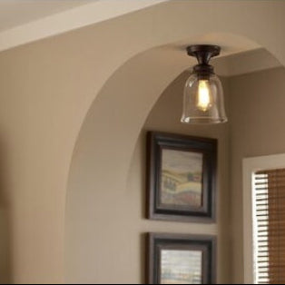 (New) allen + roth Bristow Bronze 1 -Light Semi-flush Mount Light