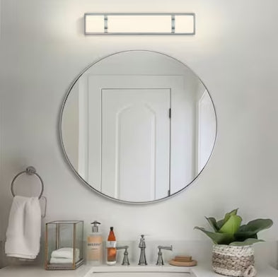 (New) True Fine 24-in 3 Light Brushed Nickel Integrated LED Modern/contemporary Bathroom Vanity light