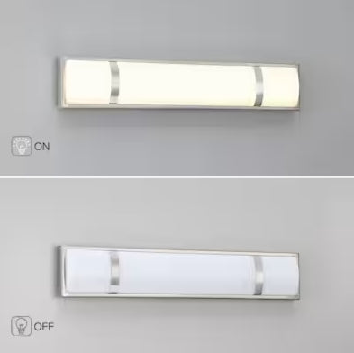 (New) True Fine 24-in 3 Light Brushed Nickel Integrated LED Modern/contemporary Bathroom Vanity light